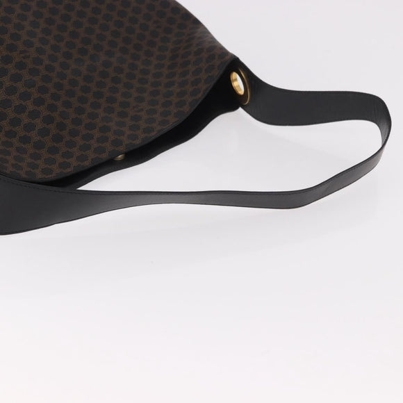 CELINE Macadam Canvas Circle Shoulder Bag PVC Leather Black Gold Auth 183048V