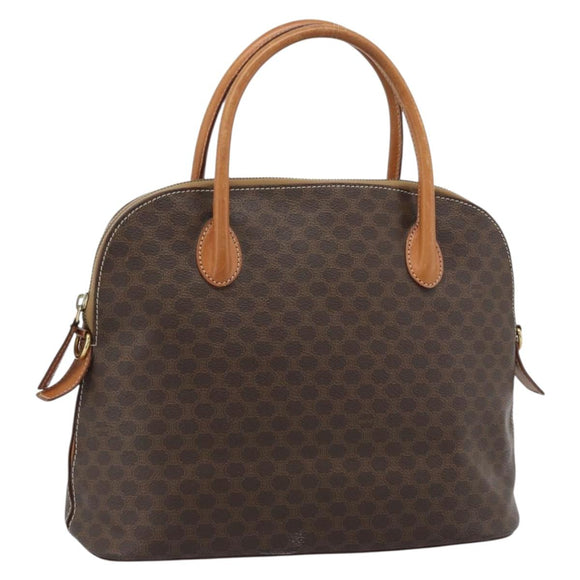 CELINE Macadam Canvas Hand Bag PVC Leather 2way Brown Gold Auth 183049