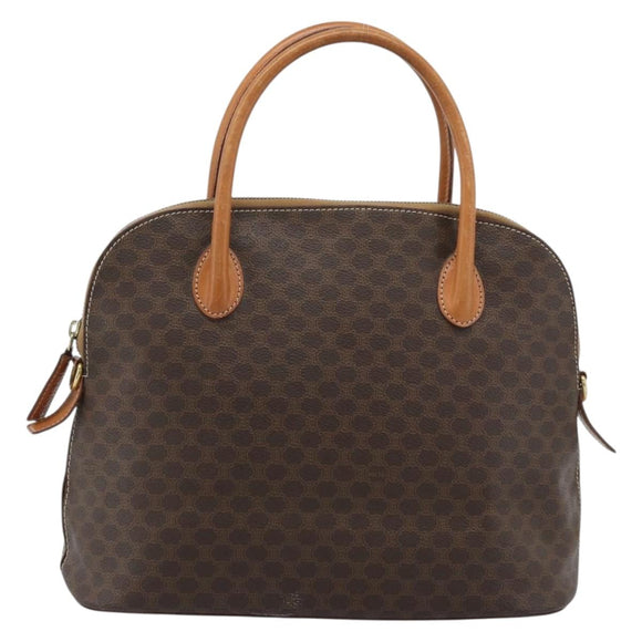 CELINE Macadam Canvas Hand Bag PVC Leather 2way Brown Gold Auth 183049