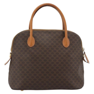 CELINE Macadam Canvas Hand Bag PVC Leather 2way Brown Gold Auth 183049 - 0