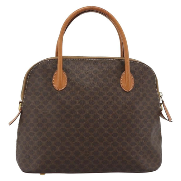 CELINE Macadam Canvas Hand Bag PVC Leather 2way Brown Gold Auth 183049