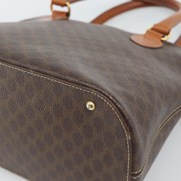 CELINE Macadam Canvas Hand Bag PVC Leather 2way Brown Gold Auth 183051