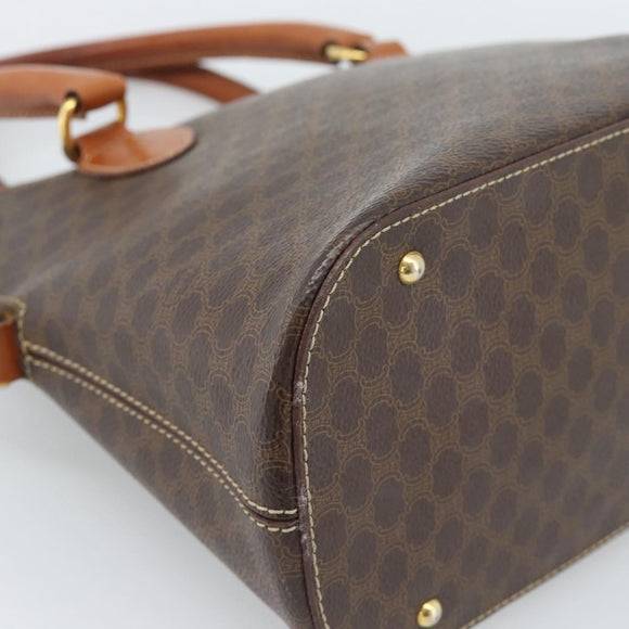 CELINE Macadam Canvas Hand Bag PVC Leather 2way Brown Gold Auth 183051