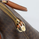 CELINE Macadam Canvas Hand Bag PVC Leather 2way Brown Gold Auth 183051-14