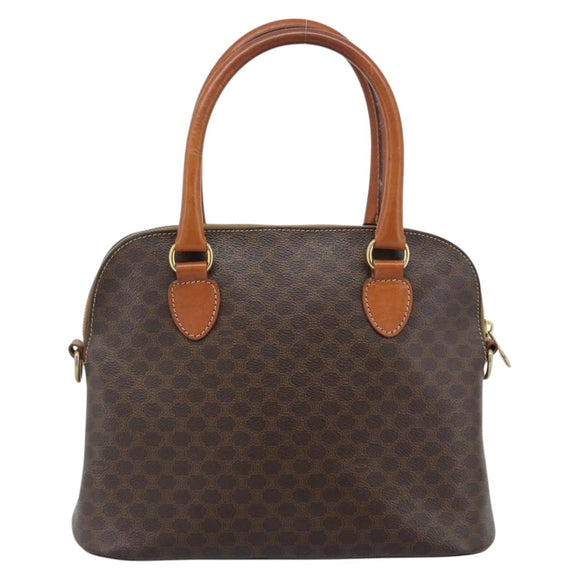 CELINE Macadam Canvas Hand Bag PVC Leather 2way Brown Gold Auth 183051