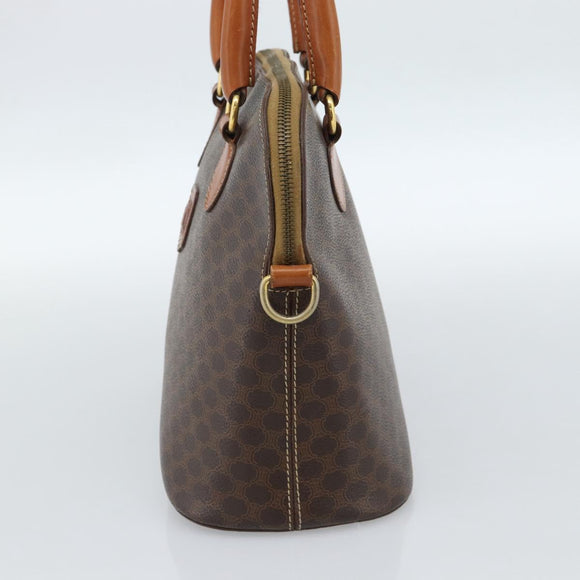 CELINE Macadam Canvas Hand Bag PVC Leather 2way Brown Gold Auth 183051