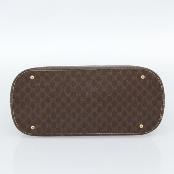 CELINE Macadam Canvas Hand Bag PVC Leather 2way Brown Gold Auth 183051