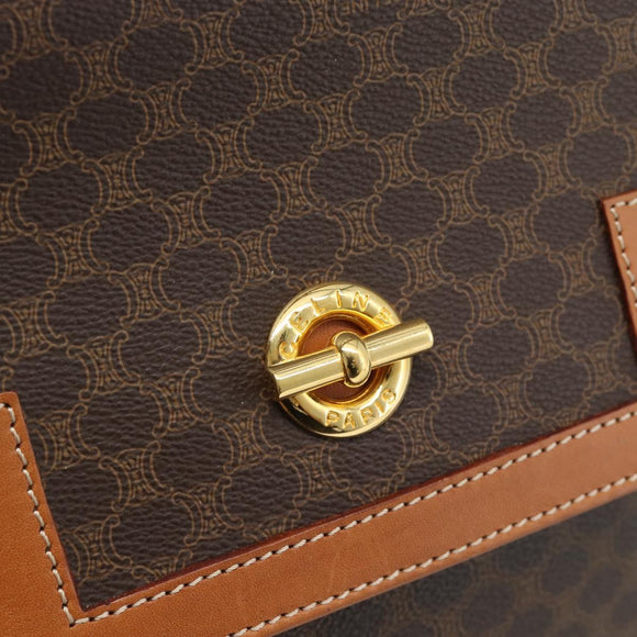 CELINE Macadam Canvas Handtasche PVC Leder Braun Gold Authentisch 183052V