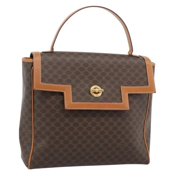 CELINE Macadam Canvas Handtasche PVC Leder Braun Gold Authentisch 183052V