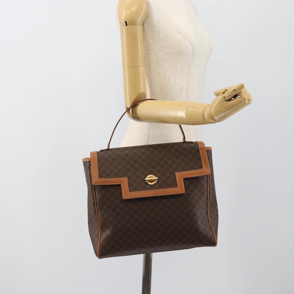 CELINE Macadam Canvas Handtasche PVC Leder Braun Gold Authentisch 183052V