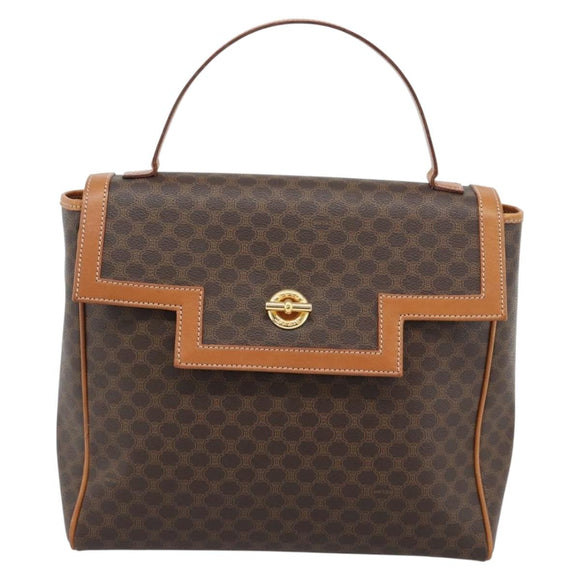 CELINE Macadam Canvas Handtasche PVC Leder Braun Gold Authentisch 183052V