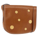 CELINE Medal Shoulder Bag Leather Brown Gold Auth 183053A-1
