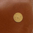 CELINE Medal Shoulder Bag Leather Brown Gold Auth 183053A-17