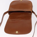 CELINE Medal Shoulder Bag Leather Brown Gold Auth 183053A-10