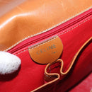 CELINE Medal Shoulder Bag Leather Brown Gold Auth 183053A-18