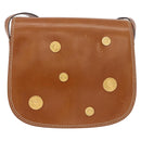 CELINE Medal Shoulder Bag Leather Brown Gold Auth 183053A-13