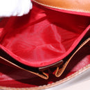 CELINE Medal Shoulder Bag Leather Brown Gold Auth 183053A-22