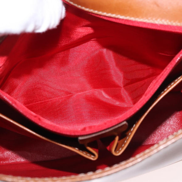 CELINE Medal Shoulder Bag Leather Brown Gold Auth 183053A