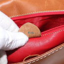 CELINE Medal Shoulder Bag Leather Brown Gold Auth 183053A-12