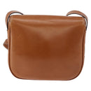CELINE Medal Shoulder Bag Leather Brown Gold Auth 183053A-2