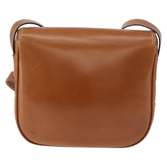 CELINE Medal Shoulder Bag Leather Brown Gold Auth 183053A