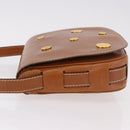 CELINE Medal Shoulder Bag Leather Brown Gold Auth 183053A-4