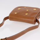 CELINE Medal Shoulder Bag Leather Brown Gold Auth 183053A-6