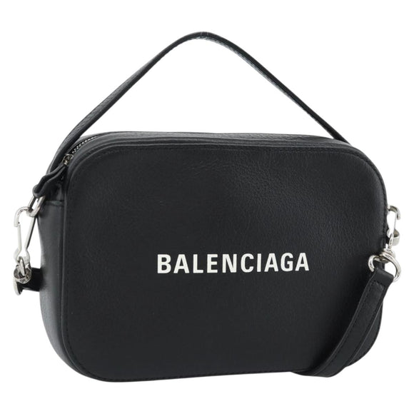BALENCIAGA Everyday Camera Bag Bag Leather 2way Black Silver 608653 Auth 183054A