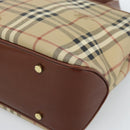 BURBERRY Nova Check Handtasche PVC Beige Gold Auth 183055V-10