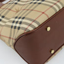 BURBERRY Nova Check Handtasche PVC Beige Gold Auth 183055V-13