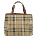 BURBERRY Nova Check Handtasche PVC Beige Gold Auth 183055V-2