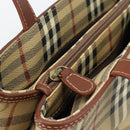 BURBERRY Nova Check Handtasche PVC Beige Gold Auth 183055V-20