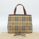 BURBERRY Nova Check Handtasche PVC Beige Gold Auth 183055V-24