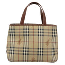 BURBERRY Nova Check Handtasche PVC Beige Gold Auth 183055V-3