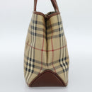 BURBERRY Nova Check Handtasche PVC Beige Gold Auth 183055V-4