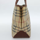 BURBERRY Nova Check Handtasche PVC Beige Gold Auth 183055V-5