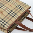 BURBERRY Nova Check Handtasche PVC Beige Gold Auth 183055V-6