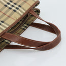 BURBERRY Nova Check Handtasche PVC Beige Gold Auth 183055V-7