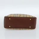 BURBERRY Nova Check Handtasche PVC Beige Gold Auth 183055V-9