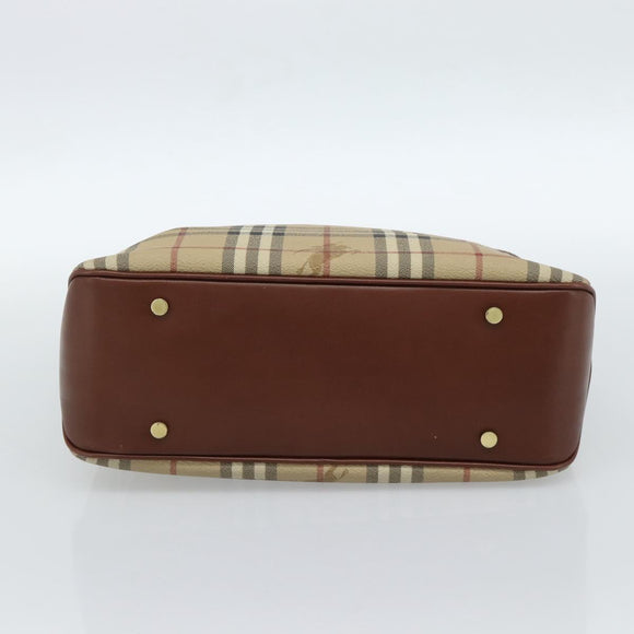 BURBERRY Nova Check Handtasche PVC Beige Gold Auth 183055V