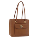 Burberrys Tote Bag Leather Beige Gold Auth 183056-1