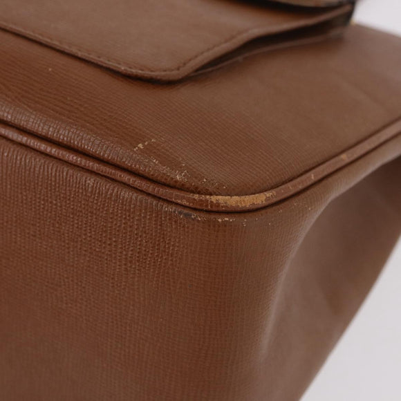 Burberrys Tote Bag Leather Beige Gold Auth 183056