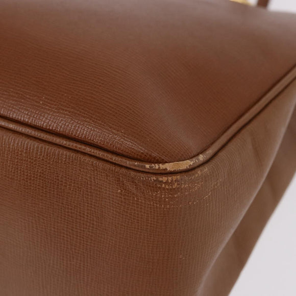 Burberrys Tote Bag Leather Beige Gold Auth 183056