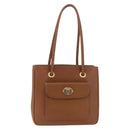 Burberrys Tote Bag Leather Beige Gold Auth 183056-13