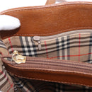 Burberrys Tote Bag Leather Beige Gold Auth 183056-22