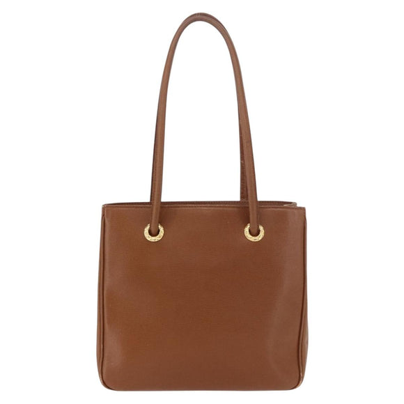 Burberrys Tote Bag Leather Beige Gold Auth 183056
