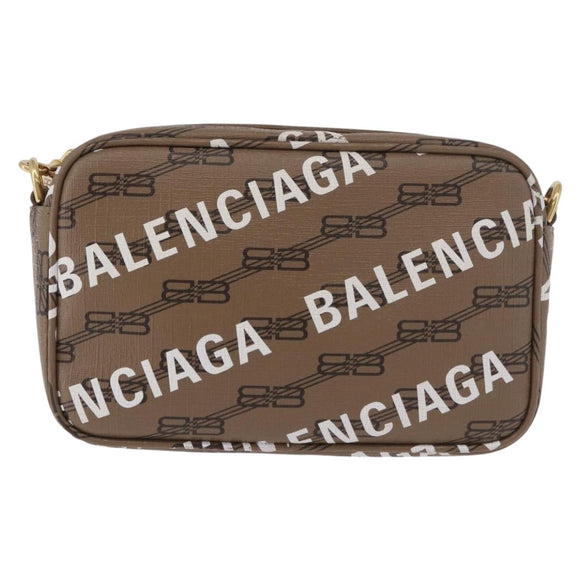 BALENCIAGA Signature Shoulder Bag PVC Beige Gold 702701 Auth 183057M