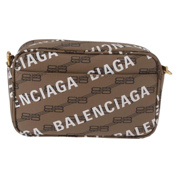 BALENCIAGA Signature Shoulder Bag PVC Beige Gold 702701 Auth 183057M