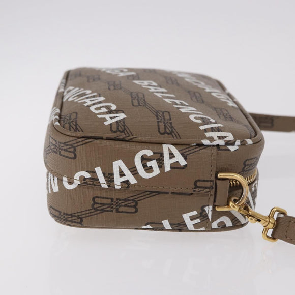 BALENCIAGA Signature Shoulder Bag PVC Beige Gold 702701 Auth 183057M