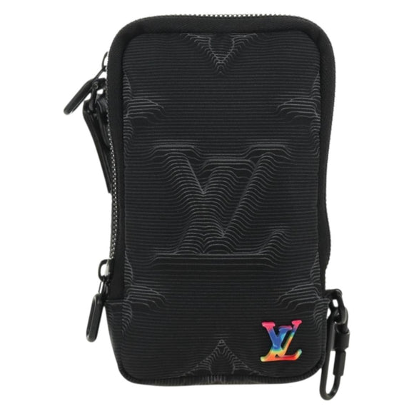 LOUIS VUITTON 3D Monogram Double Phone Pouch Black M80141 LV Auth 183059M